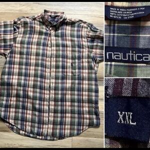 Nautica - Mens 2XL - Short Sleeve - Plaid Button Up - Vibrant Colors